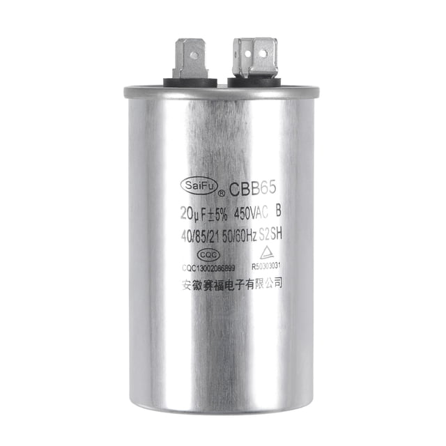 Capacitor de arranque redondo CBB65 Uxcell 20uF 450V CA con caja de aluminio y terminal