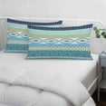 thumbnail image 3 of Blue Green Geometric Pillow Covers, Linen Long Throw Pillow Case, Boho Vintage Country Flowers Leaves Holiday Pillow Protector Decorative Cushion Cover for Living Room/Bedroom 12" x 20", 3 of 8