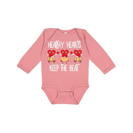 

Inktastic Healthy Hearts White Text Gift Baby Boy or Baby Girl Long Sleeve Bodysuit