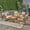 Mahogany, variant on Noble House Carolina Outdoor 5-Piece Acacia Wood Sofa Set Brown Patina and Cream