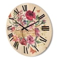 thumbnail image 3 of Designart 'Wildflowers With Vintage Old Letters' Farmhouse Wood Wall Clock, 3 of 5