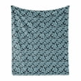 thumbnail image 1 of Floral Soft Flannel Fleece Throw Blanket, Close up Top View of Hydrangea Flowers Nature Elements, Cozy Plush for Indoor and Outdoor Use, 50" x 60", Night Blue Cadet Blue, by Ambesonne, 1 of 5