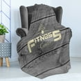 thumbnail image 4 of Fitness Soft Flannel Fleece Blanket, Fitness Club on Wooden Planks Backdrop Aerobics Energy Training Print, Cozy Plush for Indoor and Outdoor Use, 50" x 70", Pale Yellow Black Grey, by Ambesonne, 4 of 5