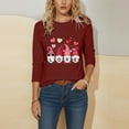 thumbnail image 6 of BLTIBY Valentines Day Shirts for Women Love Heart Printed Crew Neck 3/4 Sleeve Tshirt Holiday Loose Fit Casual Pullover Tops Red 3 4XL, 6 of 6