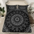 thumbnail image 2 of Manfei Bohemian Mandala Bed Sheets 4pcs for Girls Women, Hippie Floral Flower King Sheets, Black White Sheet Set, Microfiber Bedroom Decor, 2 of 7
