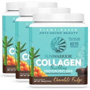 Sunwarrior - Vegan Collagen Building Protein Peptides with Hyaluronic Acid & Biotin - Chocolate Fudge - (3 Pack)