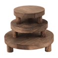 thumbnail image 1 of 3 taburetes redondos de madera con pedestal, bandeja pequeña para macetas rústica de 5, 6 y 8 pulgadas Marrón oscuro, 1 of 9