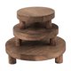 thumbnail image 1 of Taburete redondo de madera con pedestal, 3 piezas, para servir, rústico, versátil, para macetas Marrón oscuro, 1 of 9