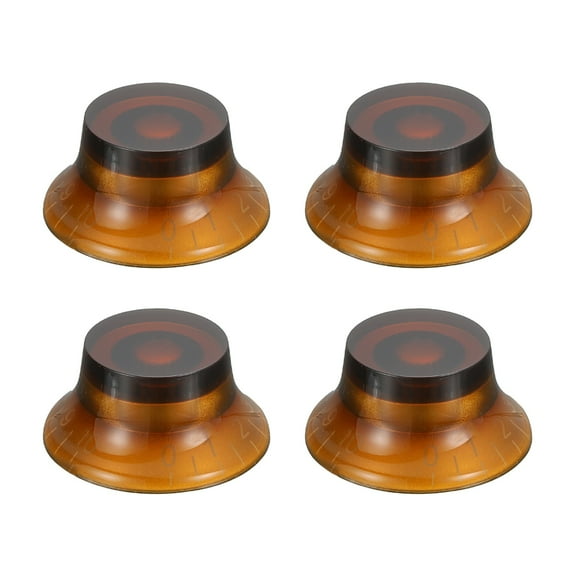 4PCS Guitar Top Hat Bell Knobs, Volume Tone Control Knobs for Electric Guitar Bass, Amber