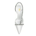 thumbnail image 3 of FSJ Women Slingback Pointed Toe Pumps Stiletto High Heels Slip On Sandals Crystal Embellish Cutout Backless Party Dressy Shoes Size 8 White, 3 of 3