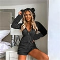 thumbnail image 3 of TIHLMK Pajamas Women Long Sleeve Hooded Jumpsuit Pajamas Casual Winter Warm Rompe Sleepwear Black, 3 of 5