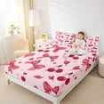 thumbnail image 4 of Homewish Kawaii Pink Bowknot Queen Sheet Sets, Cartoon Cherry Leaf Plant Flat Sheet, Teens Kids Boys Girls Queen Fitted Sheet, Breathable Home Decor, 4 Pieces, 4 of 7