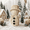 White, variant on Woven Rattan Snowman Christmas Decor, Wicker Snowman with Hat & Satin Bow, Xmas Tabletop Ornaments for Mantel Fireplace Tiered Tray, Brown, 11 in