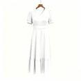 thumbnail image 5 of YuXingFu Womens Cotton Dresses with Sleeves Maxi V-Neck Plus Size Womens Dress Short Sleeve for Beach Long Casual Summer White S, 5 of 7