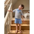 thumbnail image 4 of BemeyourBBs Toddler Baby Boys Mama's Little Dude Outfit Summer Clothes Short Sleeve Lapel Letter Embroidery Striped Button Shirt Tops and Pockets Shorts Set, 4 of 9