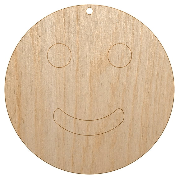 Happy Face Smile Good Job Wood Holiday Christmas Tree Ornament Unfinished DIY Pre-Drilled Craft