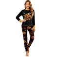 thumbnail image 2 of Racifhz Matching Family Pajamas Halloween Loungewear Set Soft Long Sleeve Top and Pants Cozy Holiday Printed Sleepwear Perfect for Autumn Fall Family Photos and Halloween Gifts, Women Size:XXL, 2 of 6