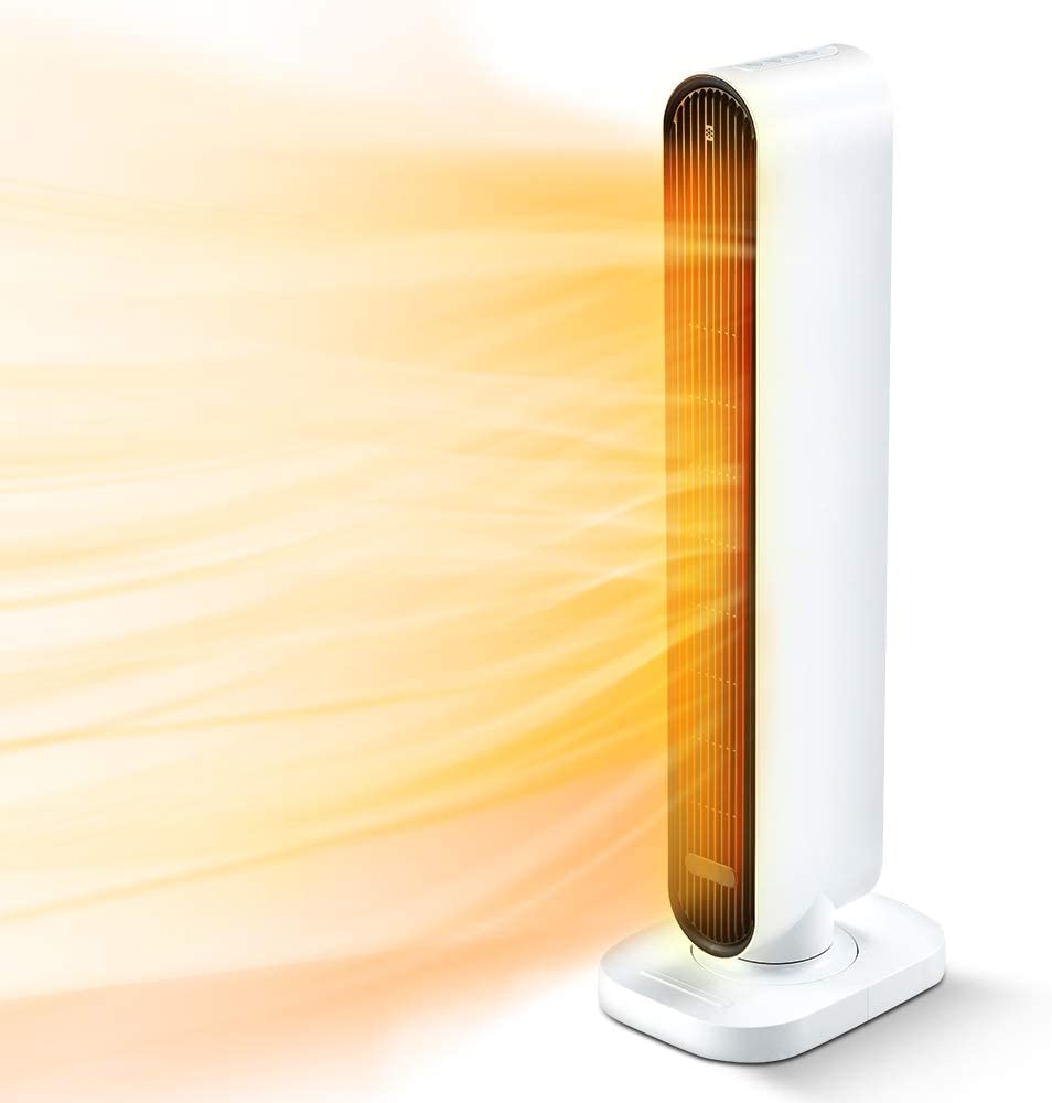 Remote Ceramic Fan Heater Adjustable Thermostat 12 Hours Timer Overheat Patio Tower Heaters Outdoor Home Space Heater Bedroom Oscillating Portable Large Electric Heater Office Tip-over Protection