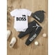 thumbnail image 3 of Cute & Casual "DADDY AND ME" Letter Print Outfit - Short Sleeve Onesie Romper & Pants & Hat Baby Boys Set, 3 of 5