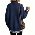 thumbnail image 4 of Womens Fashion Casual Loose Pullover Sweatshirt, Long Sleeve Crewneck Tunic Top with Striped Layered Hem, Two Piece Look, 4 of 4