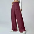 thumbnail image 2 of Wide Pants, Audhol Womens Casual Wide Leg Dress Pants High Waist Tailored Down Trousers with Pockets Womens office Pants Red S, 2 of 8