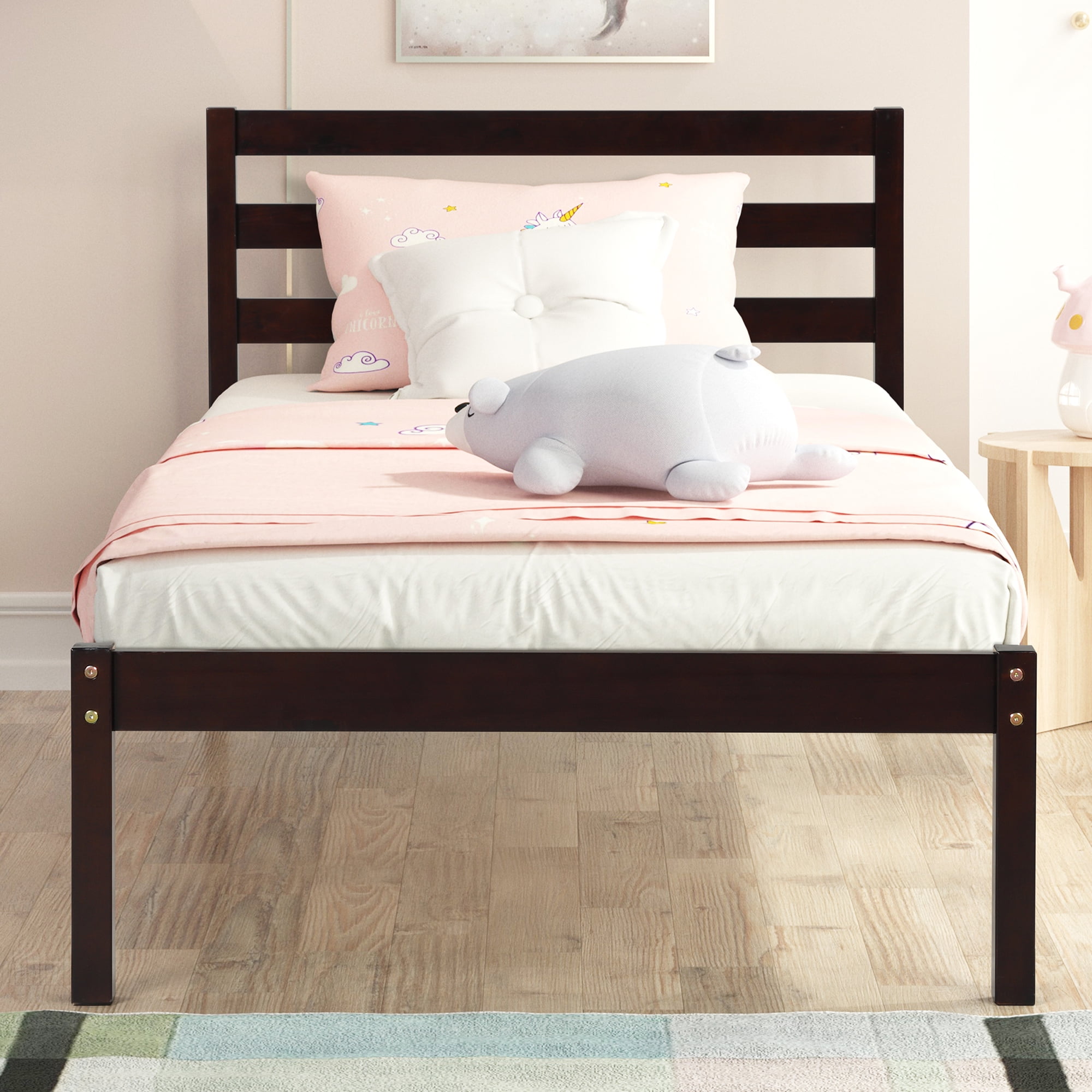 Buy uhomepro Twin Platform Bed Frame with Headboard, Wood Twin Bed