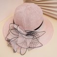 thumbnail image 4 of Women's Wide Brim Straw Bucket Hat with Floral Mesh Fascinator for Church, Weddings, and Beach Sun Protection - Perfect Valentine's Gift, 4 of 4