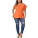 thumbnail image 2 of Blusas de verano sólidas de panel de encaje de manga corta para mujeres de tallas grandes Agnes Orinda 3X Naranja, 2 of 6