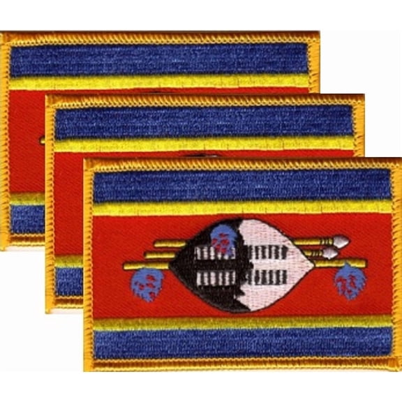 Swaziland Flag Patch, Embroidered Iron On or Sew On, Measures 3.50" x 2.25"