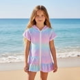thumbnail image 5 of Cover Ups for Swimwear Girls Zip Up Hooded Tie Dye Terry Cloth Swim Cover Up Girls Swim Dresses Girls Robes Size 9-10 Years, 5 of 9