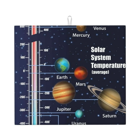 

Lukts Solar System Print Ultra Water Dish Drying Mat Slip Resistant Pad for Sink Dishes or Under Rack Kitchen Counter Accessories