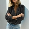 thumbnail image 4 of Roncen Chemise Classique en Coton à Col en V pour Femmes, Haut à Manches Longues Boutonné, Blouse Décontractée à Texture Froissée, 4 of 8