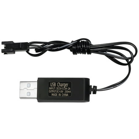 

HIABIO USB Charging Cable Battery Charger Ni-Cd Ni-MH Batteries Pack SM-2P Plug Adapter 4.8V 250mA Output for Toys Car