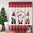 thumbnail image 4 of Christmas Shower Curtains for Bathroom, Red Santa Claus Xmas Gnome Snowflakes Beige Waterproof Fabric Shower Curtain for Bathroom Bathtub Decoration, Machine Washable, 60"x72", 4 of 9