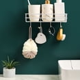 thumbnail image 4 of Estante de almacenamiento para baño, organizador de esquina, inodoro, cocina, estante para colgar en la pared, estante de hierro sin taladrar, amarillo con ganchos Inevent HA001359-04B, 4 of 6