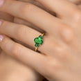 thumbnail image 4 of Gem Stone King 10K Yellow Gold Green Nano Emerald Engagement Ring for Women | 2.10 Cttw | Oval 9X7MM | Gemstone May Birthstone | Size 8, 4 of 6