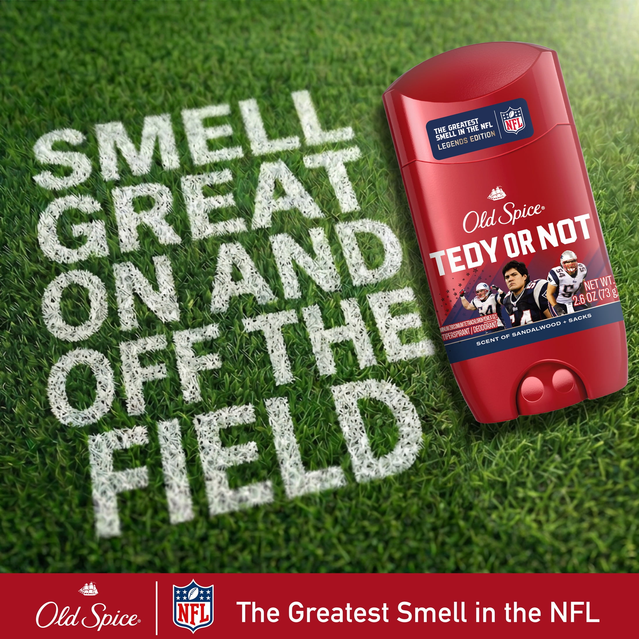Old Spice Deodorant for Men, Antiperspirant, NFL Collection, Tedy Bruschi, Scent of Sandalwood + Sacks, 2.6 oz