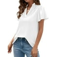 thumbnail image 3 of PRETTYGARDEN Women's Summer Blouses Dressy Casual Ruffle Cap Sleeve V Neck Business Work Trendy Cute Tops Spring Outfits, 3 of 10