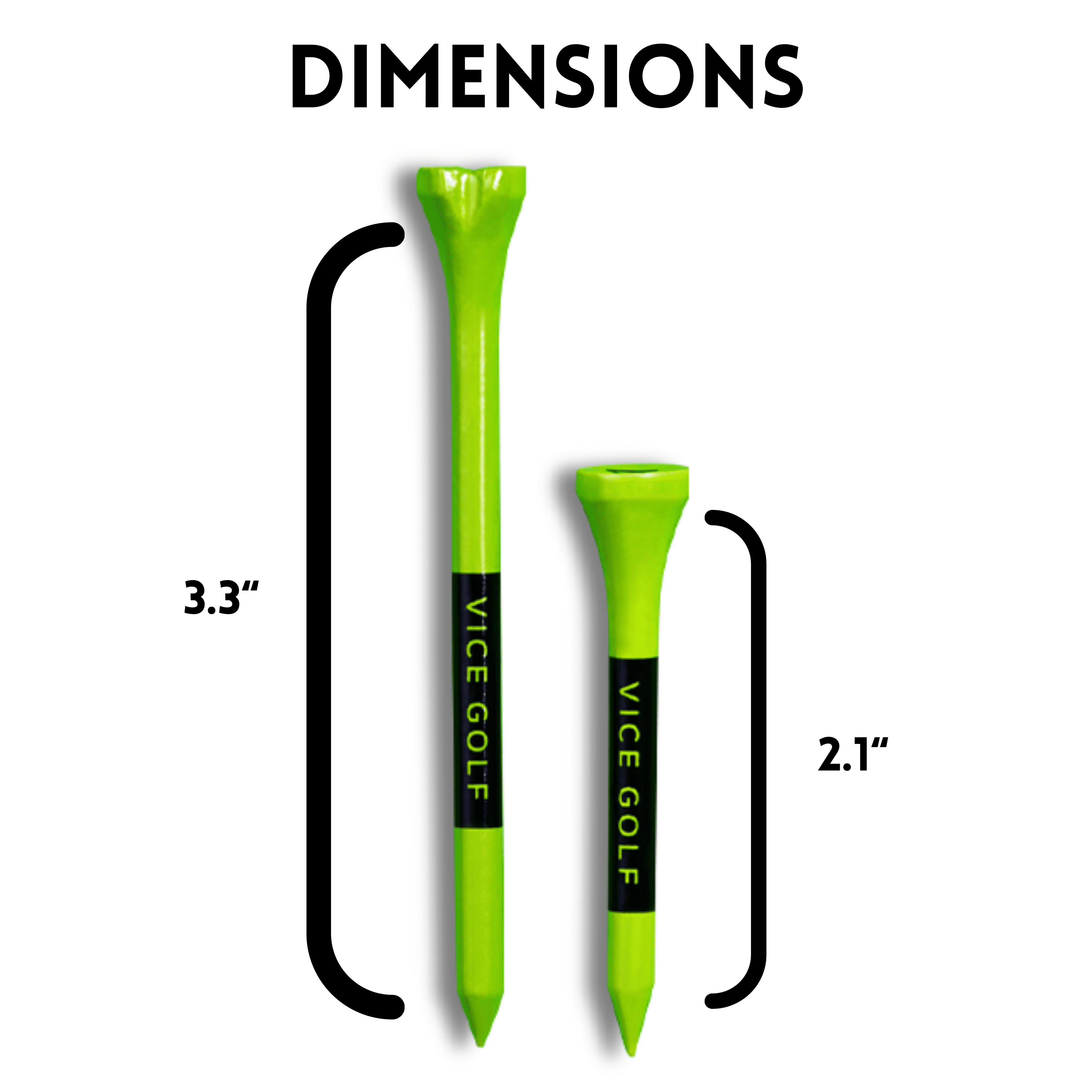 Vice Golf Bamboo Tees 75 pack, Green (60 -3.3 inch length  and 15 -2.1 inch length)