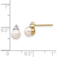 thumbnail image 3 of 14K Yellow Gold 5-6mm White Round Fwc Pearl .01Ct Diamond Post Earrings Made In India xe2492aa, 3 of 5