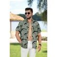 thumbnail image 3 of HAPPY BAY Men's Hawaiian Shirts Short Sleeve Button Down Shirt Men's Vacation Fishermen Shirts Summer Beach Casual Tropical Shirts for Men Funny L Dolphin, Black, 3 of 5