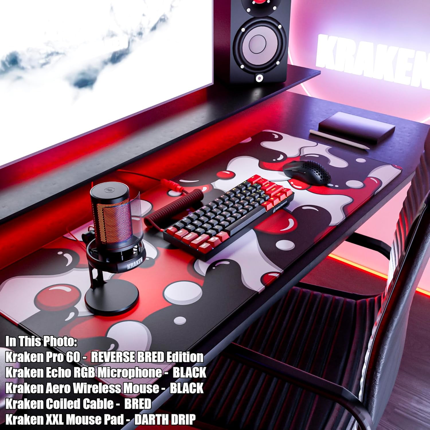 Gaming Mouse Pad Large Red XXL Mouse Pad for Gaming - Desk Mat for Keyboard - Thick Artisan Mousepad for Desk (Darth Drip)