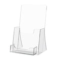 thumbnail image 1 of Acrylic Tri Fold with Card Pocket Countertop Display Stand for 4.25" Menus and 3.5" x 2" Gift Cards Maps or Pamphlets Bin for Tour Guide Brochures Clear Multi Pocket Caddy by Marketing Holders, 1 of 4