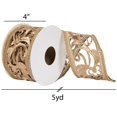 thumbnail image 2 of Vickerman 4" x 5 Yards Copper Laser Cut Trim Ribbon, 2 of 3