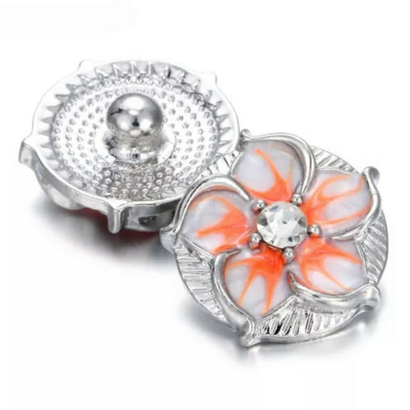 HOOUN 5PCS Plum Blossom Chunk Charm Snap Button Fit 18mm Drill Snap Jewelry 35-Orange
