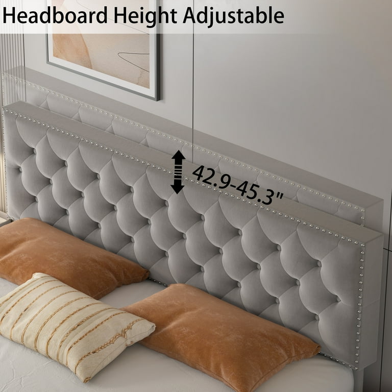 Wadhamさま専用 Raymond Wood Platform Bed Frame with Adjustable Headboard