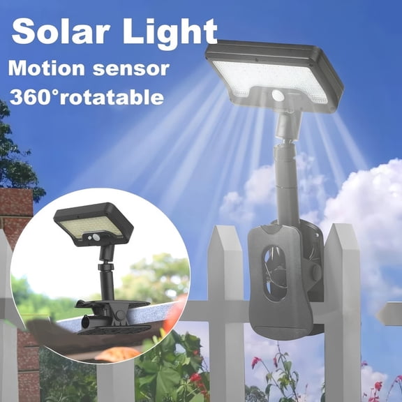 Clip On Solar Lights Outdoor, Motion Sensor Outdoor Lights, 92 LEDs 600LM Solar Fence Lights Outdoor Waterproof, Lights for Fence, Deck, Gutter
