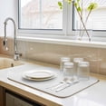 thumbnail image 5 of Dish Drying Mat for Kitchen Countertop, White Absorbent Microfiber Dish Mat Reversible Quick Dry Non Slip Draining Mat Kitchen Drying Pad for Dishes, Utensils 16x18 Inch Solid Color White, 5 of 9