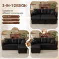 thumbnail image 4 of Muumblus Convertible Pull Out Sofa Bed, L-Shaped Sectional Sleeper Couch with Storage Chaise, Vintage Faux Leather Look, Black Polyester Fabric, 4 of 11