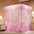 thumbnail image 2 of CAILDANL 4 Corners Post Pink Canopy Bed Curtain for Girls & Adults - Cute Cozy Drape Square Netting for Twin Bed - 4 Opening 45" W x 80" L Mosquito Net, 2 of 8